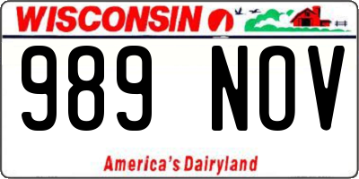 WI license plate 989NOV