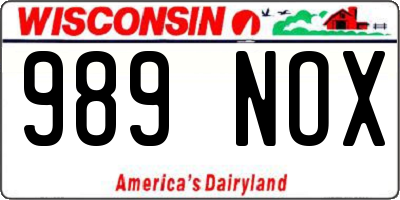 WI license plate 989NOX