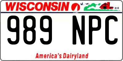 WI license plate 989NPC