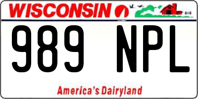 WI license plate 989NPL