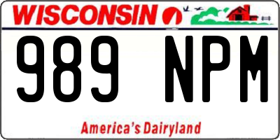WI license plate 989NPM