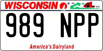 WI license plate 989NPP