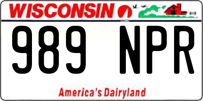 WI license plate 989NPR