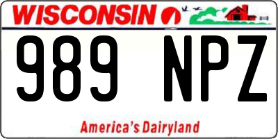 WI license plate 989NPZ