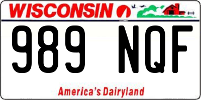 WI license plate 989NQF