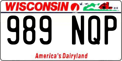 WI license plate 989NQP