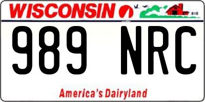 WI license plate 989NRC