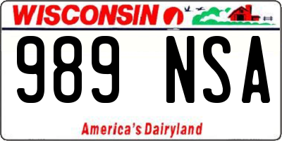 WI license plate 989NSA