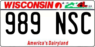WI license plate 989NSC