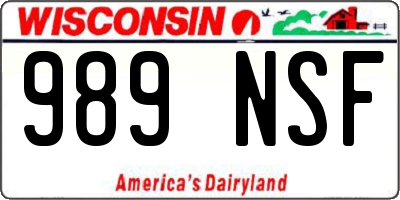 WI license plate 989NSF