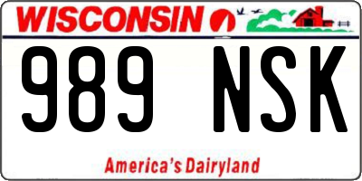 WI license plate 989NSK