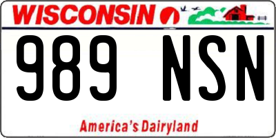 WI license plate 989NSN