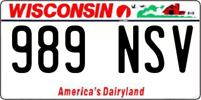 WI license plate 989NSV