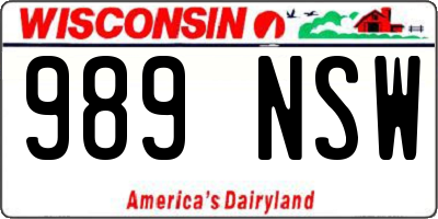 WI license plate 989NSW
