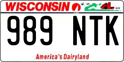 WI license plate 989NTK