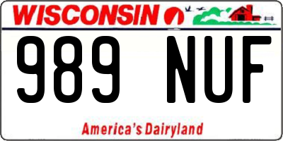 WI license plate 989NUF