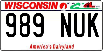 WI license plate 989NUK