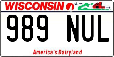 WI license plate 989NUL