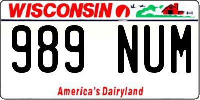 WI license plate 989NUM