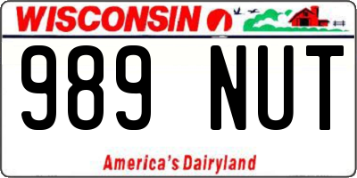 WI license plate 989NUT