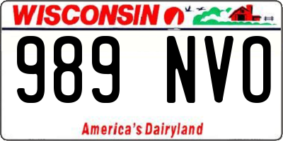 WI license plate 989NVO