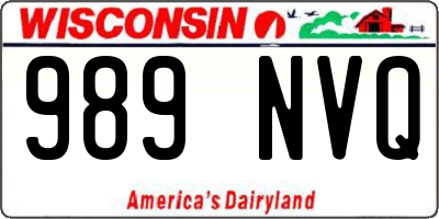 WI license plate 989NVQ