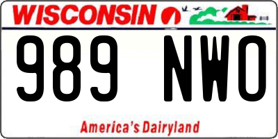 WI license plate 989NWO