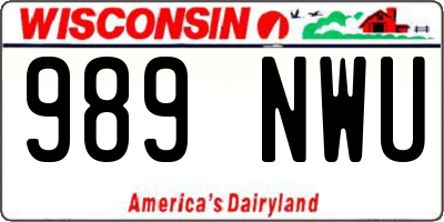 WI license plate 989NWU