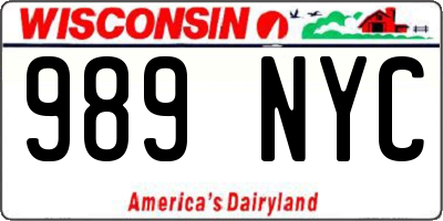 WI license plate 989NYC