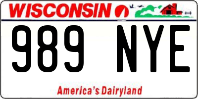 WI license plate 989NYE