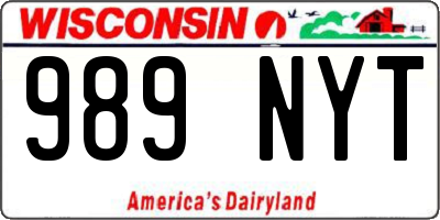 WI license plate 989NYT