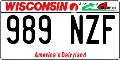 WI license plate 989NZF