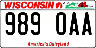 WI license plate 989OAA