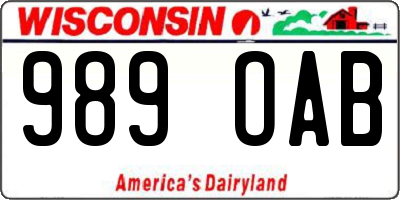 WI license plate 989OAB