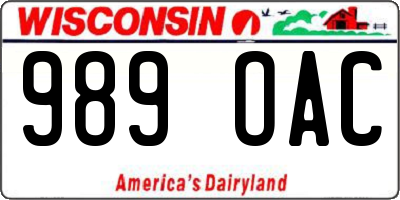 WI license plate 989OAC