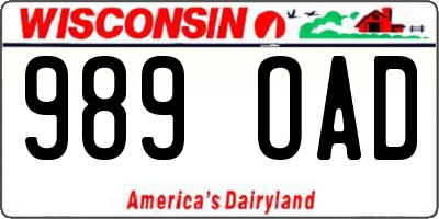 WI license plate 989OAD