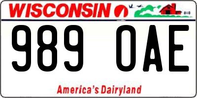 WI license plate 989OAE