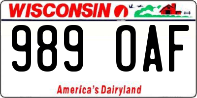 WI license plate 989OAF
