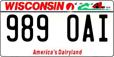 WI license plate 989OAI