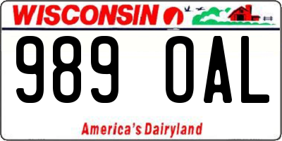 WI license plate 989OAL