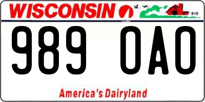 WI license plate 989OAO