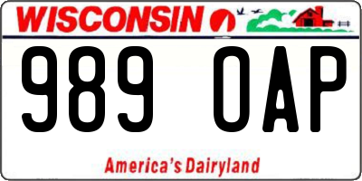 WI license plate 989OAP
