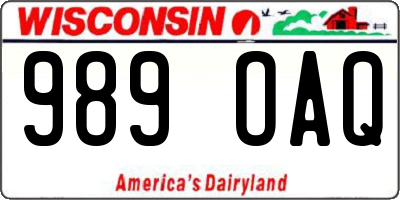 WI license plate 989OAQ