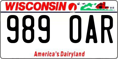 WI license plate 989OAR