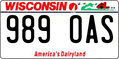 WI license plate 989OAS