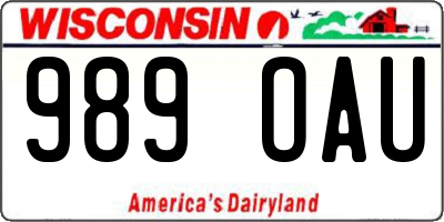 WI license plate 989OAU