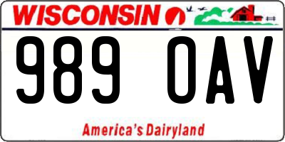 WI license plate 989OAV