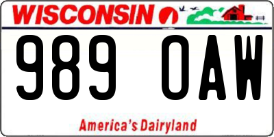WI license plate 989OAW