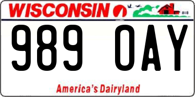 WI license plate 989OAY