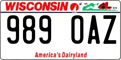 WI license plate 989OAZ